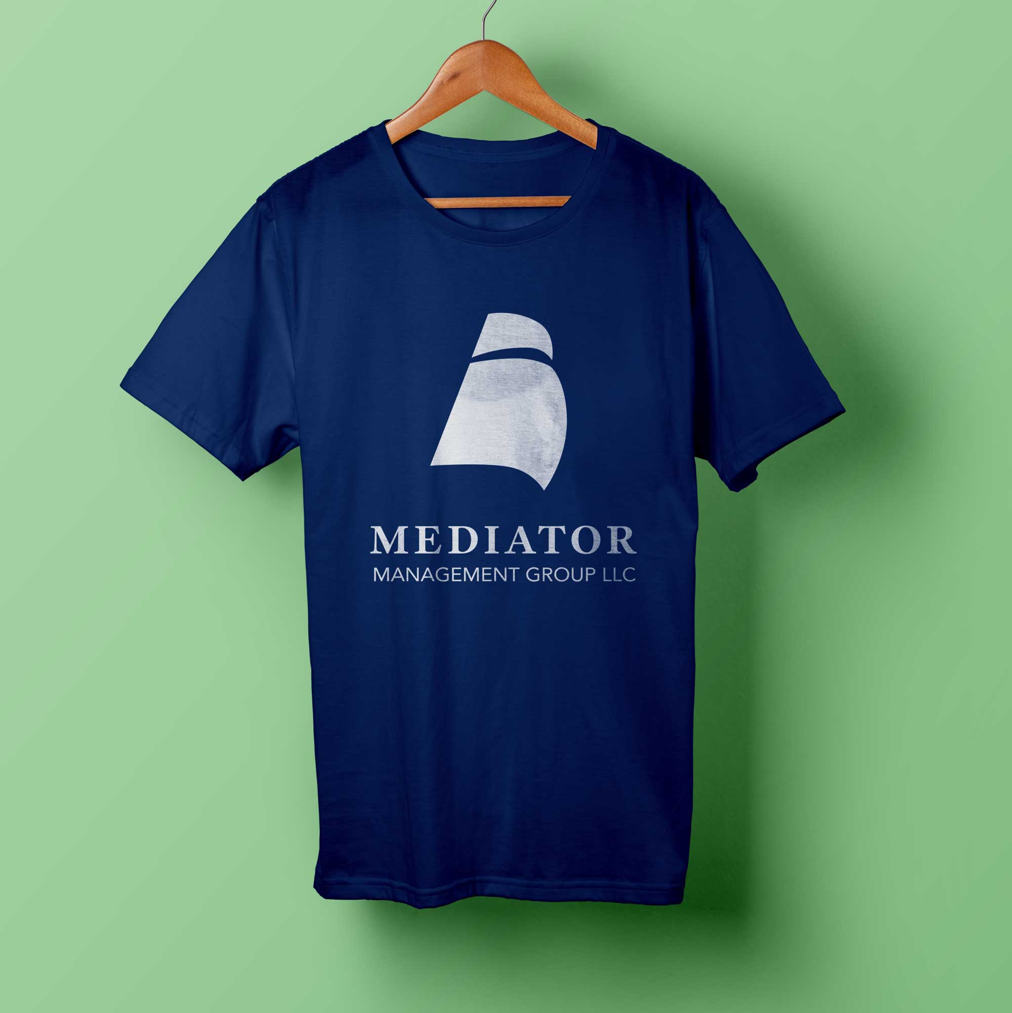 Mockup of shirt with mediator logo on it