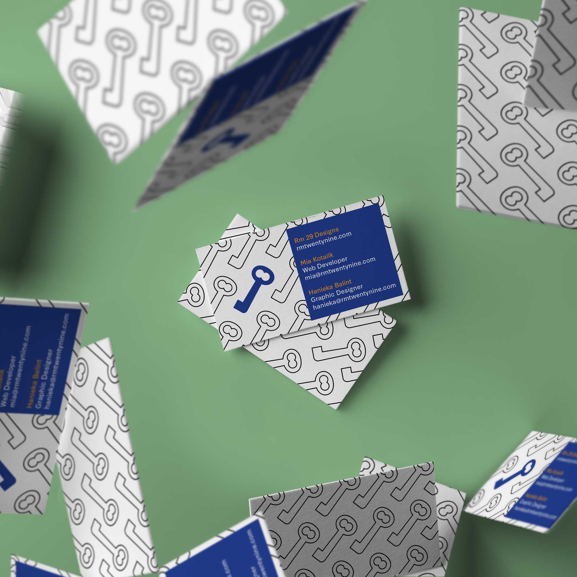 Mockup of Rm 29 business cards